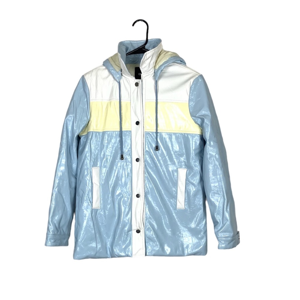 ASOS pastel color block snap button winter coat size 2
